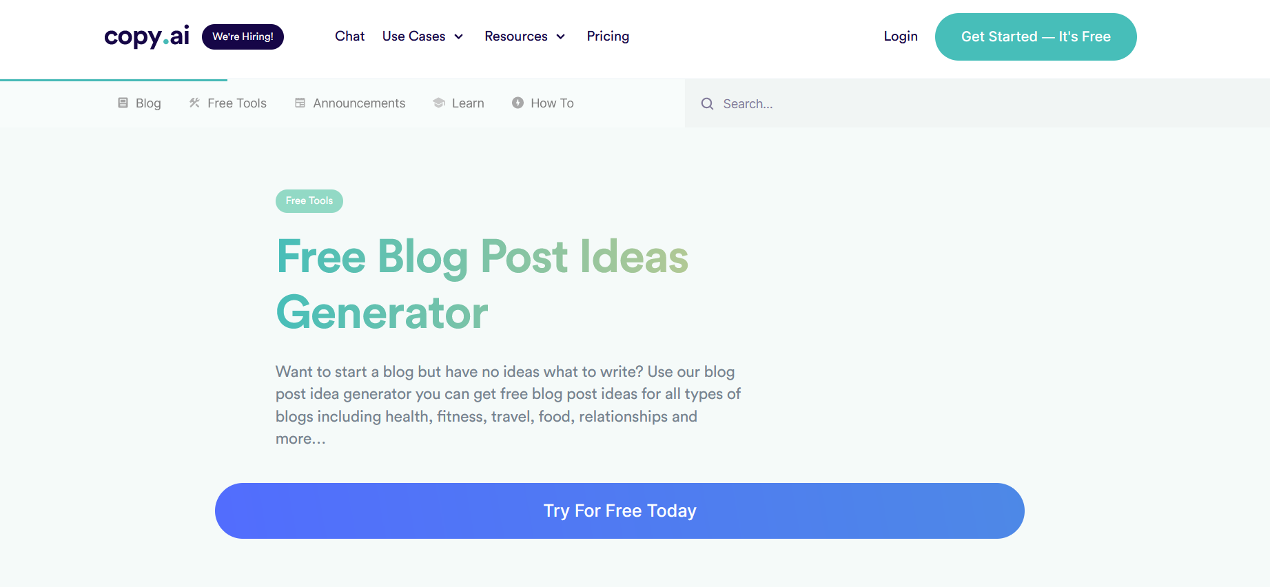 Copy.ai Blog Ideas Generator