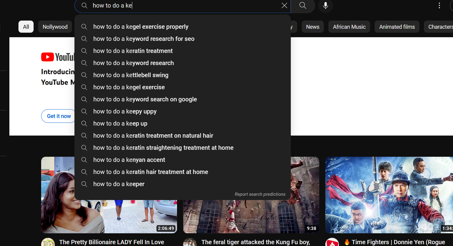 youtube autocomplete feature