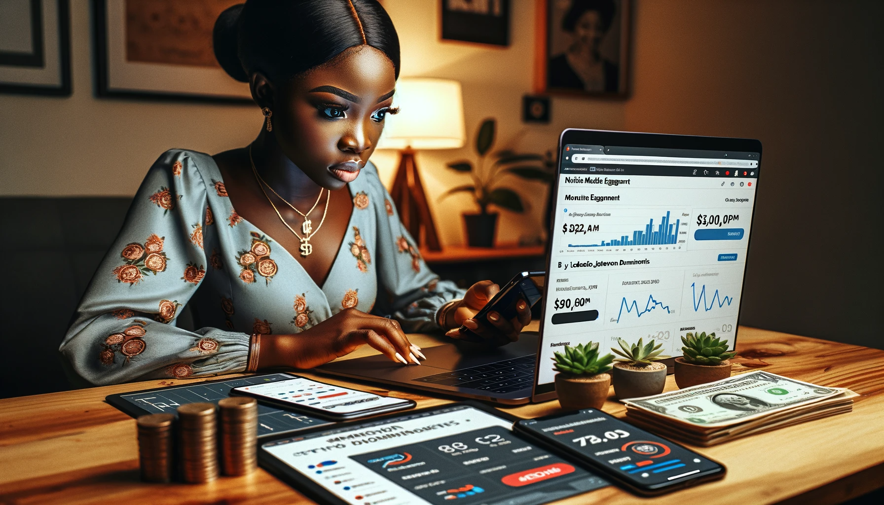 A Nigerian student managing a social media account, turning engagement into income