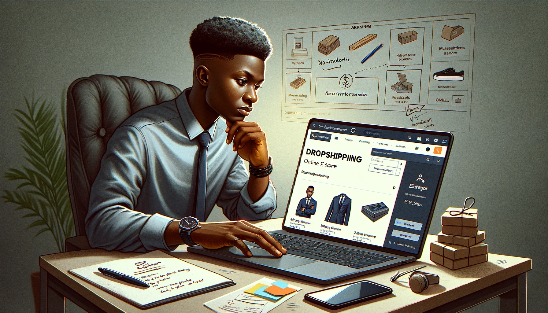 A Nigerian student setting up an online store, selling products without inventory