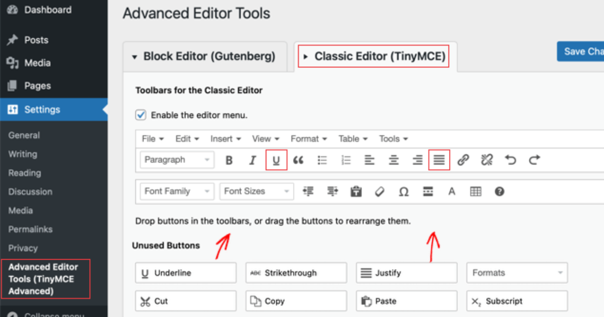 how to underline in wordpress