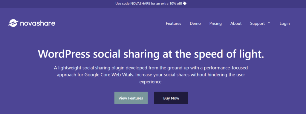 novashare wordpress social sharing plugin