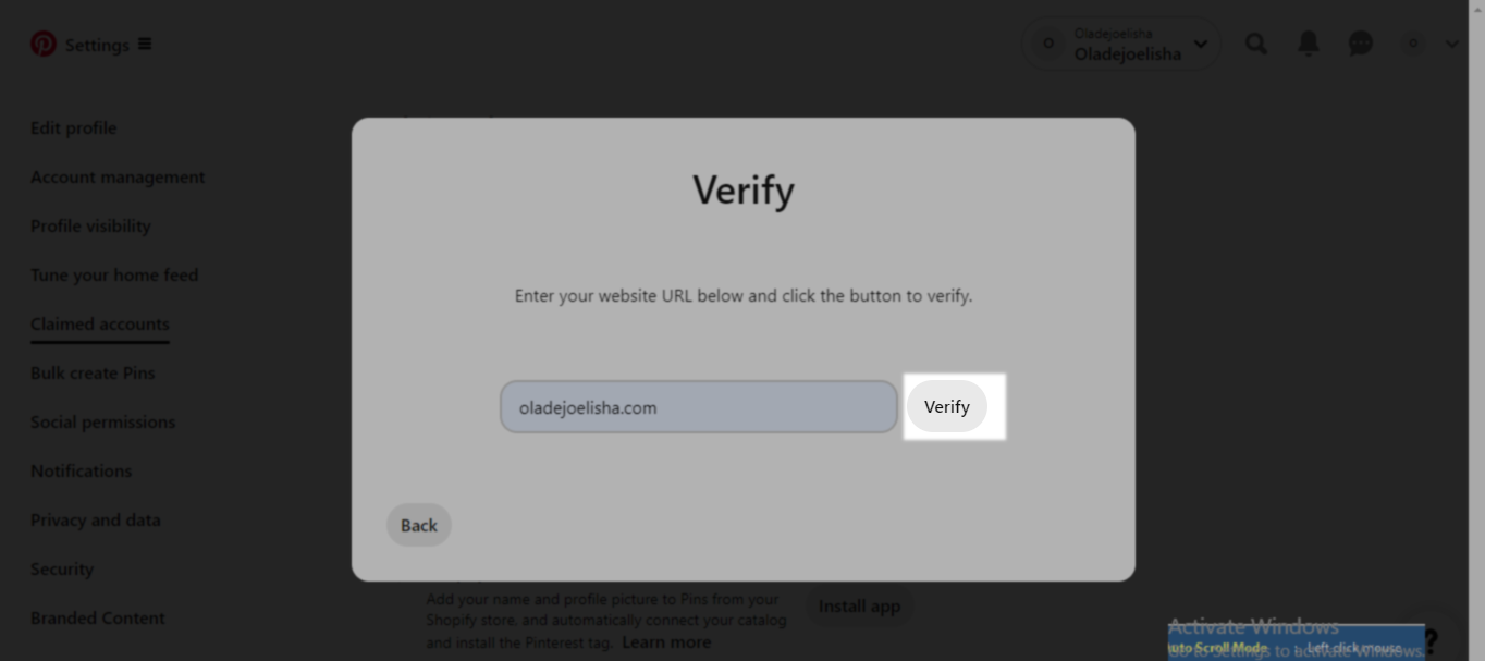 Click verify