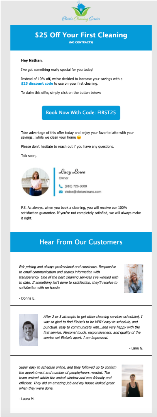 email marketing for cleaning service