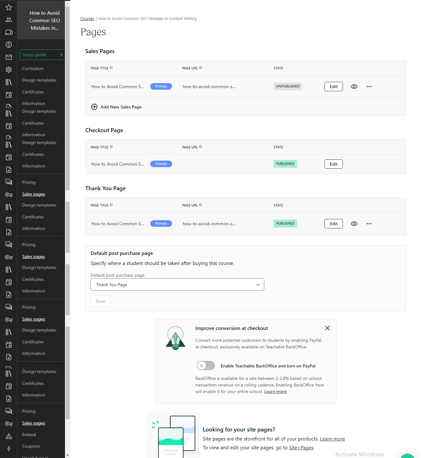 Customize your course pages