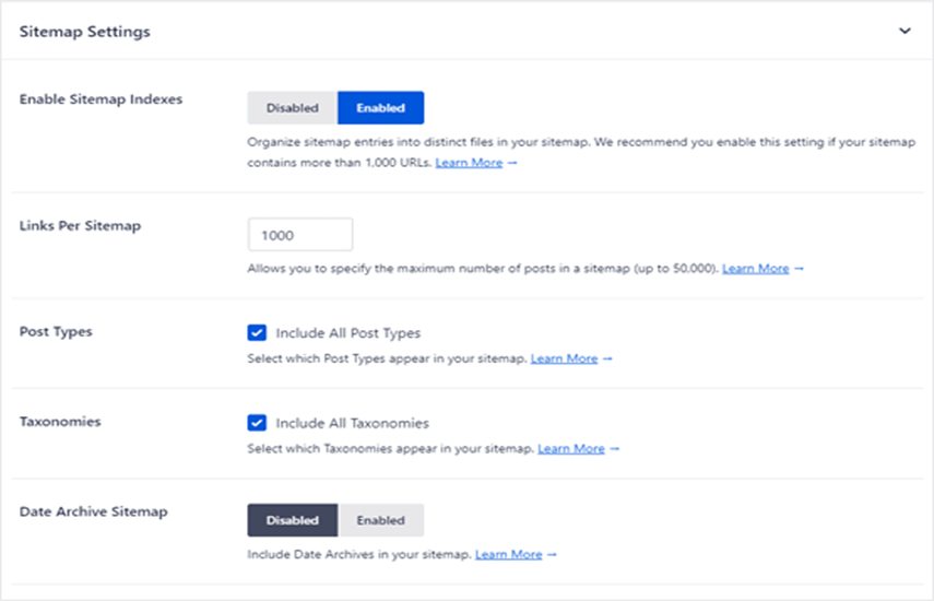 xml sitemap generation