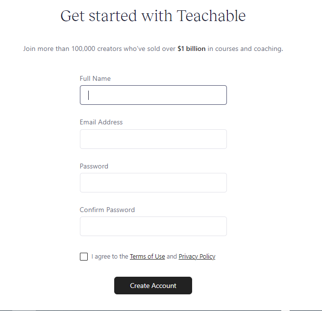 Create your Teachable account