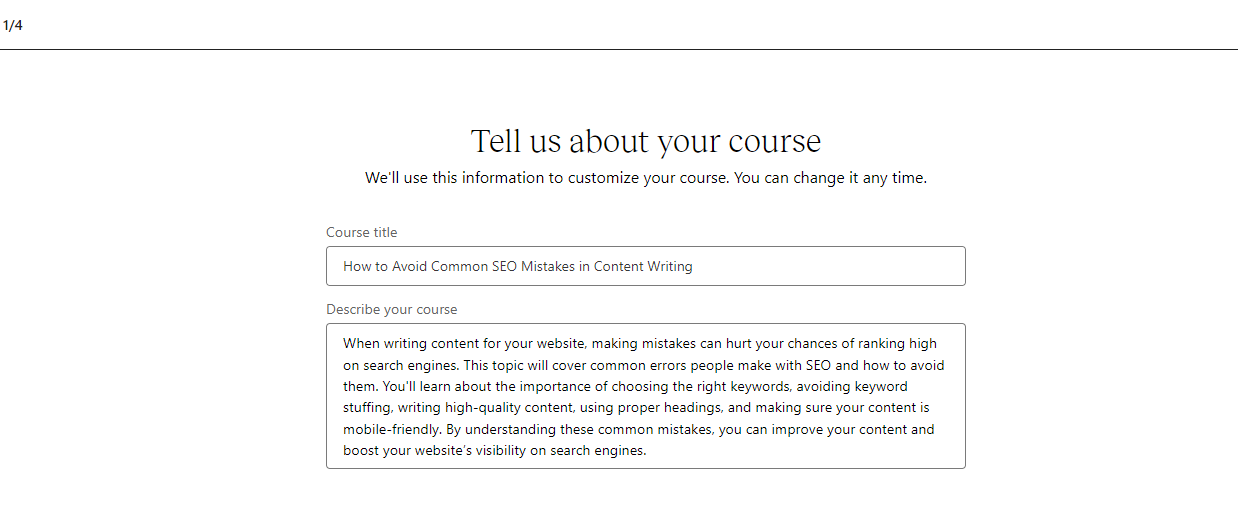 Create your first course